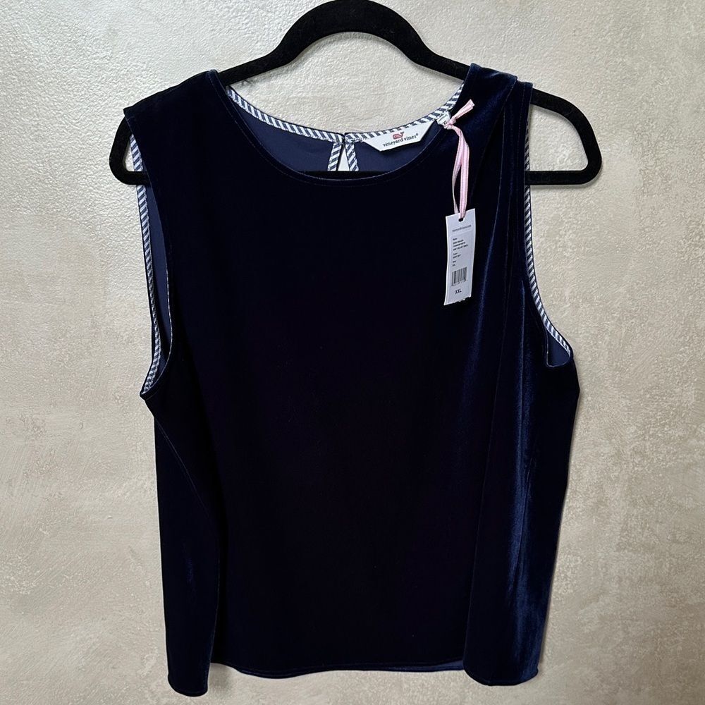 Vineyard-vines Women's Blue Velvet Top sz XXL, NWT